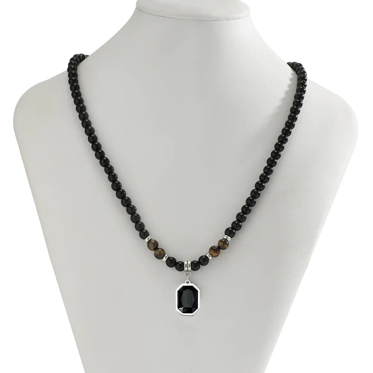 Men's Hip Hop Tiger Stone Beaded Necklace - Minimalist Style