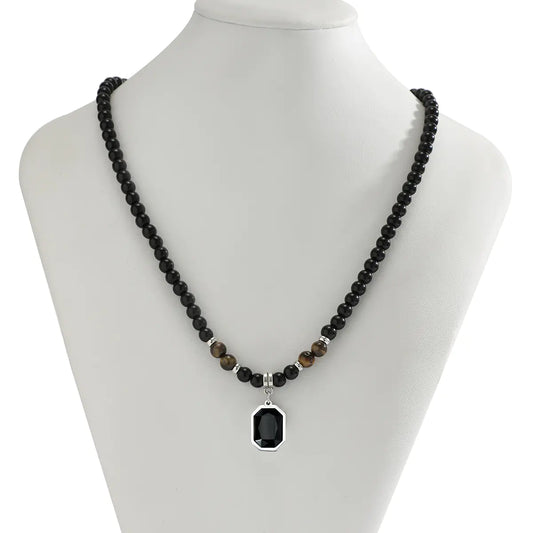 Men's Hip Hop Tiger Stone Beaded Necklace - Minimalist Style