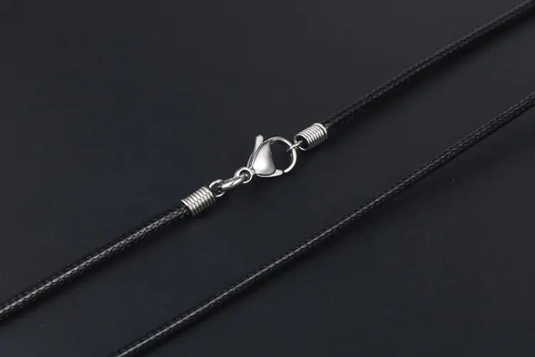 Men's Minimalist Black Woven Linen Wax Rope Necklace