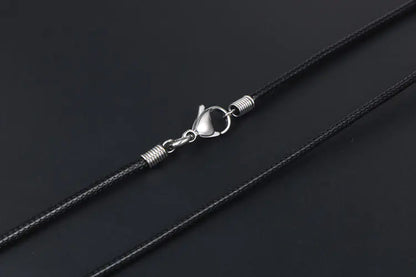 Men's Minimalist Black Woven Linen Wax Rope Necklace