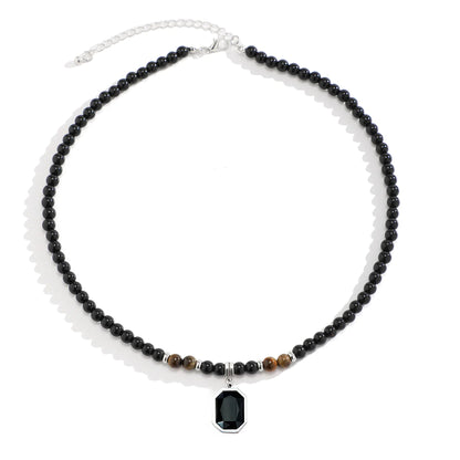 Men's Hip Hop Tiger Stone Beaded Necklace - Minimalist Style
