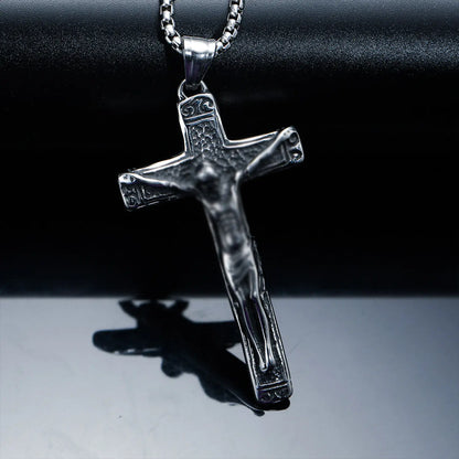 Vintage Cross Titanium Steel Men's Necklace with Pendant