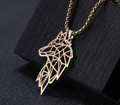 Hip-Hop Men's Necklace with Anime Wolf Model