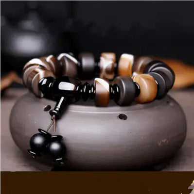 Natural Agate Beaded Men's Bracelet - Vintage Ethnic Style