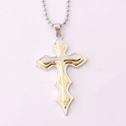 Stylish Men's Stainless Steel Layered Cross Necklace