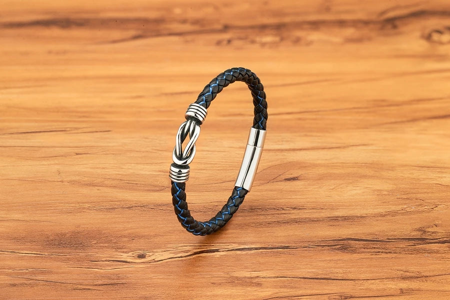 Leather Stainless Steel Irregular Bracelet