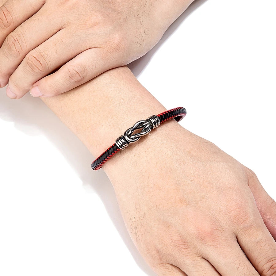 Leather Stainless Steel Irregular Bracelet