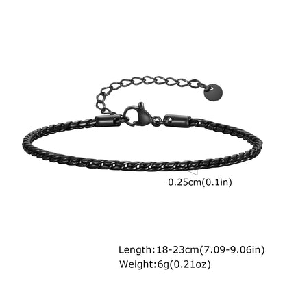 Vnox Slim 2.5mm Snake Links Bracelets for Men Teens Boys,Adjustable Stainless Steel Twisted Chain Bracelets,Simple Metal Jewelry