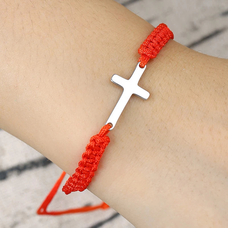 Creative Steel Cross Hand-woven Adjustable Bracelet