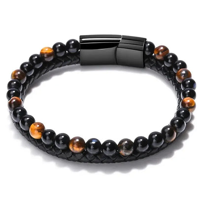 Stainless Steel Tiger Eye Stone Beads Bracelet