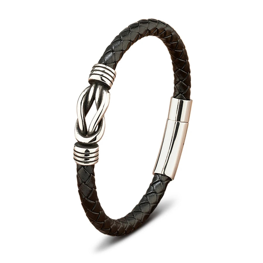 Leather Stainless Steel Irregular Bracelet