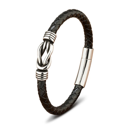 Leather Stainless Steel Irregular Bracelet