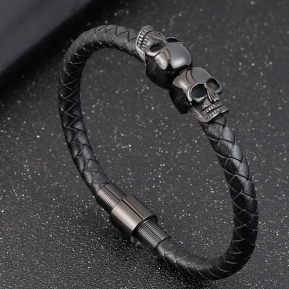 Men Jewelry Black Braided Leather Bracelets