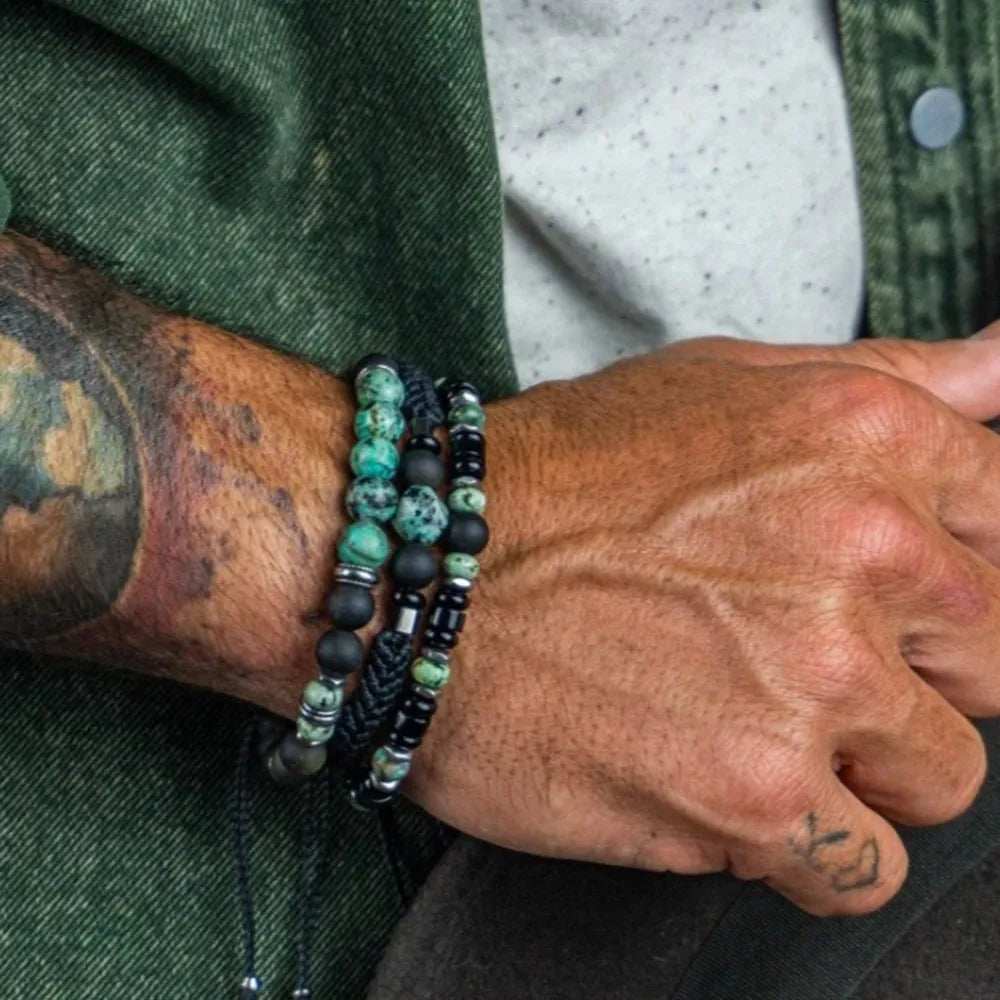 3-piece trendy stacked bead bracelet