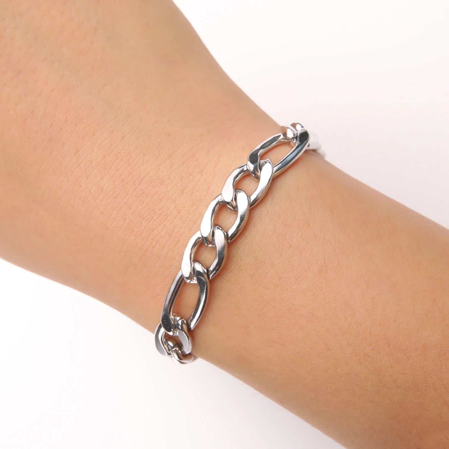 Skyrim 3-10mm Wide Men's Cuban Chain Bracelet Stainless Steel Men Women Minimalist Basic Figaro Chain Jewelry Gift Wholesale