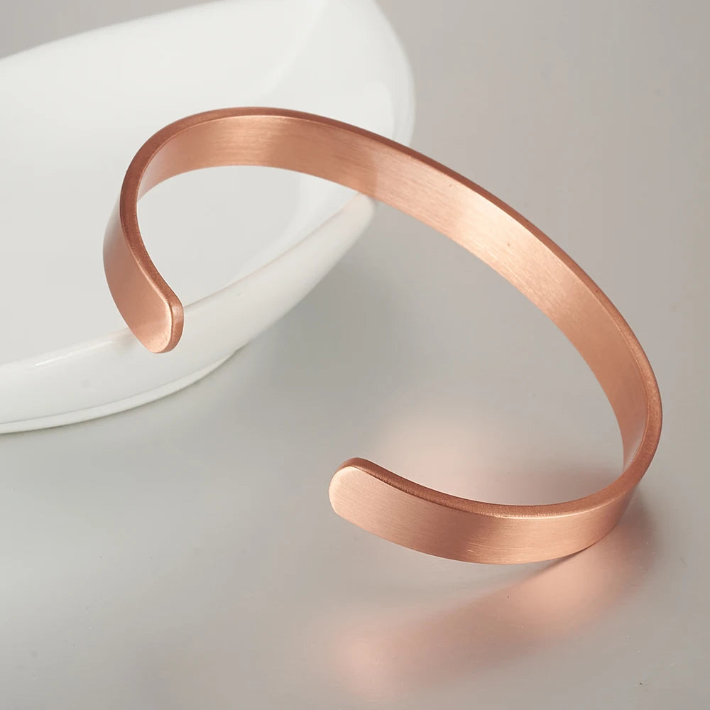 Vinterly Pure Copper Bracelets for Women Men Unisex 8mm Adjustable Open Cuff Bangles Female Resizable Jewelry Soft Metal Simple