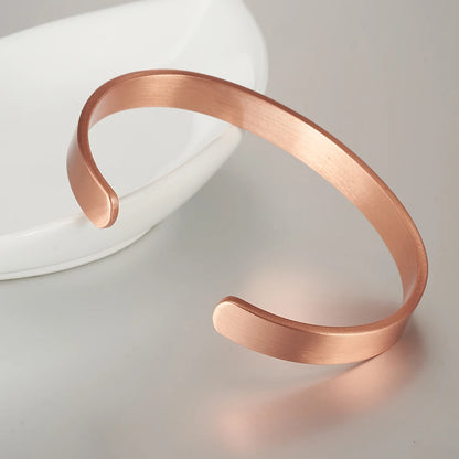 Vinterly Pure Copper Bracelets for Women Men Unisex 8mm Adjustable Open Cuff Bangles Female Resizable Jewelry Soft Metal Simple