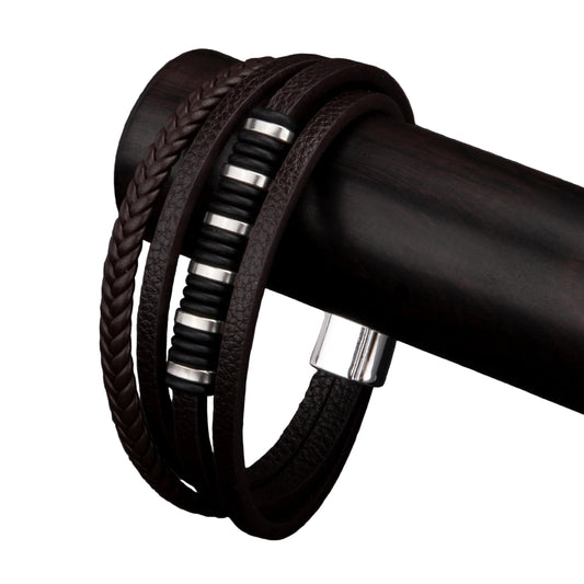 3 Color Woven Leather Multi-Layer Rope Men's Bracelet