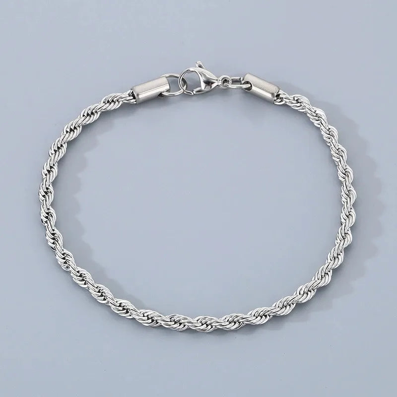 18k Gold Plated 925 Sterling Silver 4MM Chain Bracelets