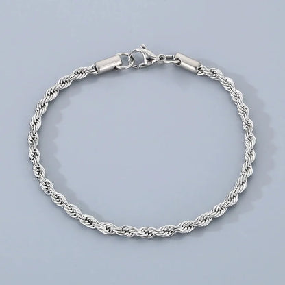 18k Gold Plated 925 Sterling Silver 4MM Chain Bracelets
