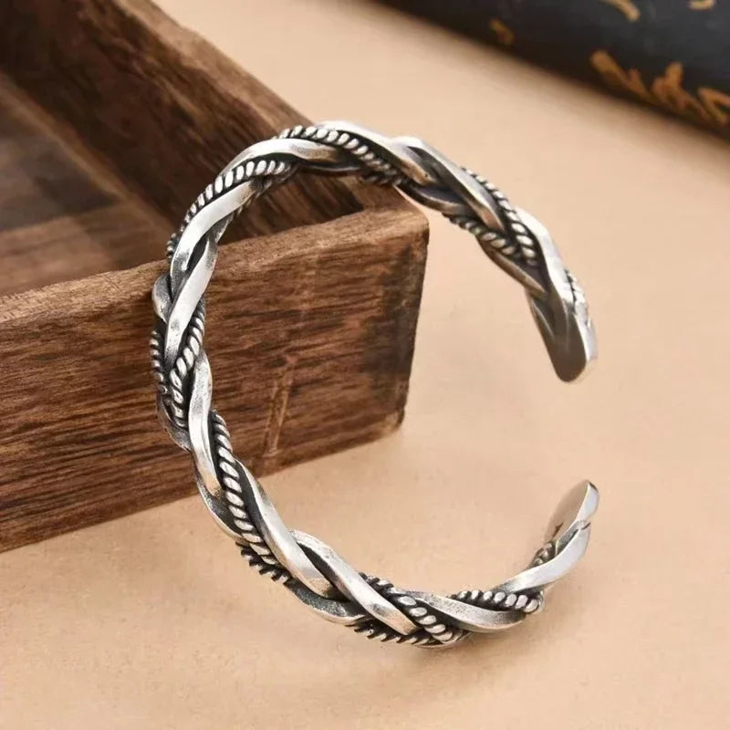 Silver Plated Twisted Twist Cuff Bracelet