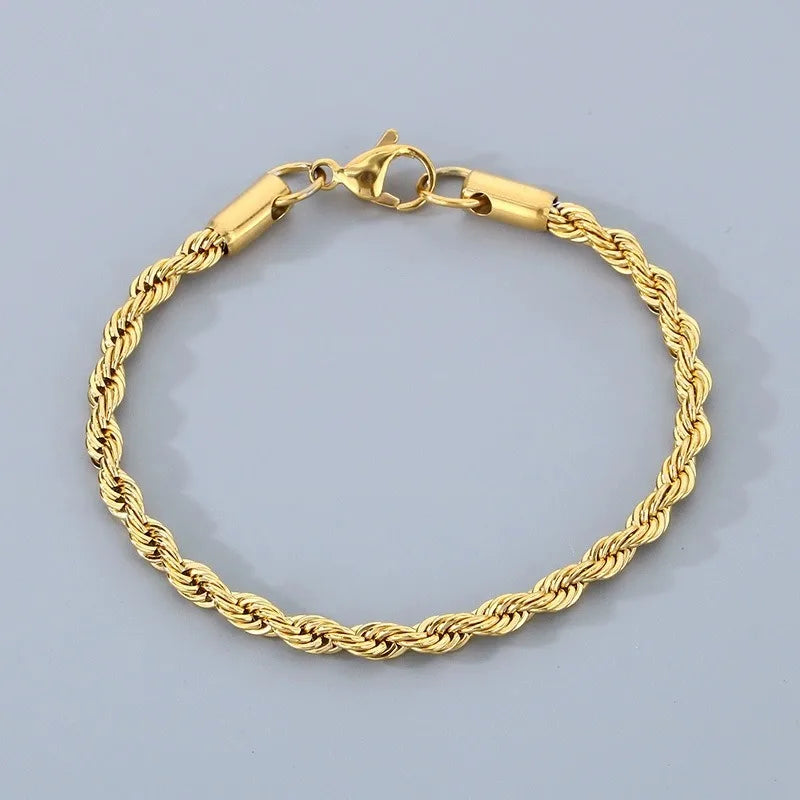 18k Gold Plated 925 Sterling Silver 4MM Chain Bracelets