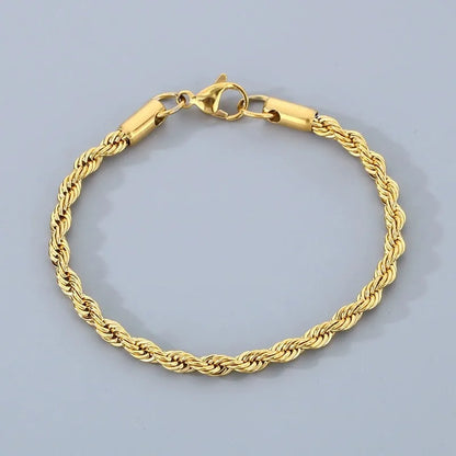 18k Gold Plated 925 Sterling Silver 4MM Chain Bracelets