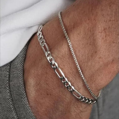 3 Pcs Stainless Steel Link Chain Bracelet Set