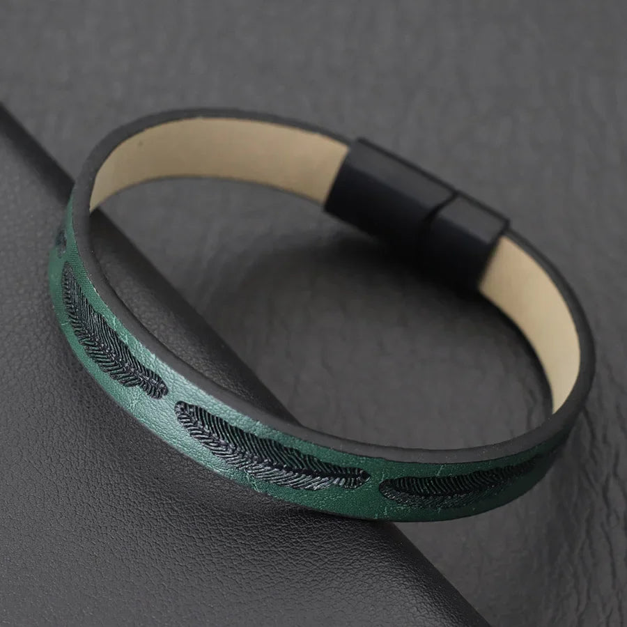 Bangle Detachable Magnet Buckle Leather Bracelet