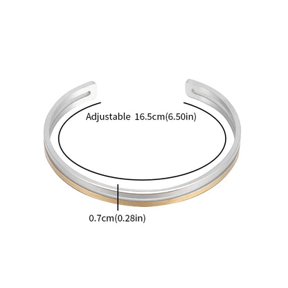 Double-Layer Glossy Titanium Steel Cuff Bracelet for Men's & Women's