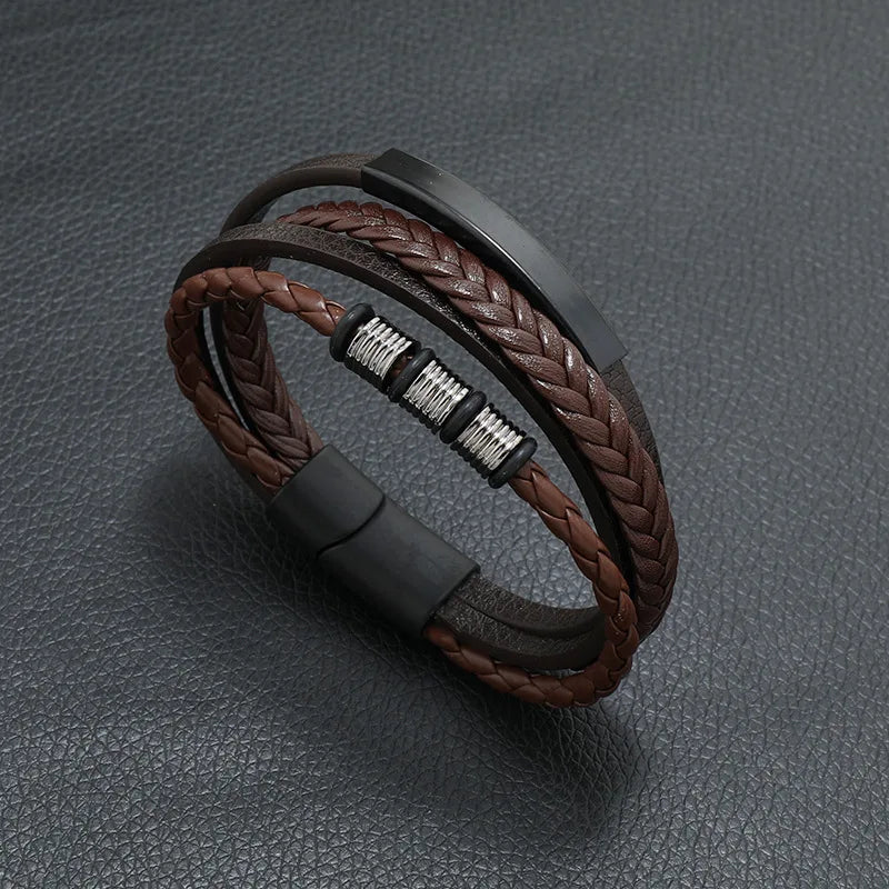 Fashion Trendy Men Leather Bracelets