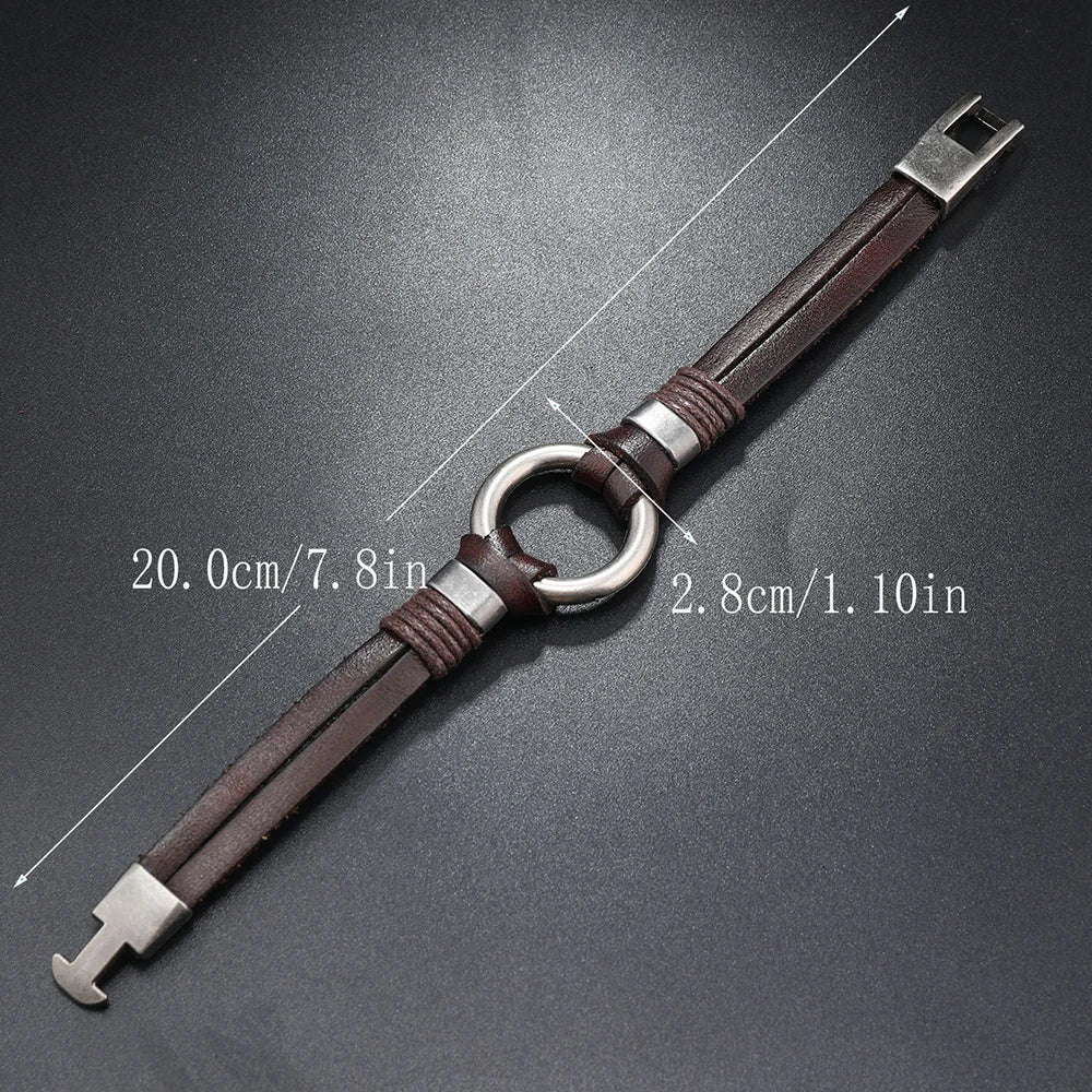 Handmade Genuine Leather Bracelet for Men and Women, Simple Bracelet