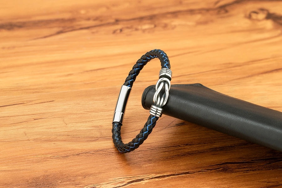 Leather Stainless Steel Irregular Bracelet