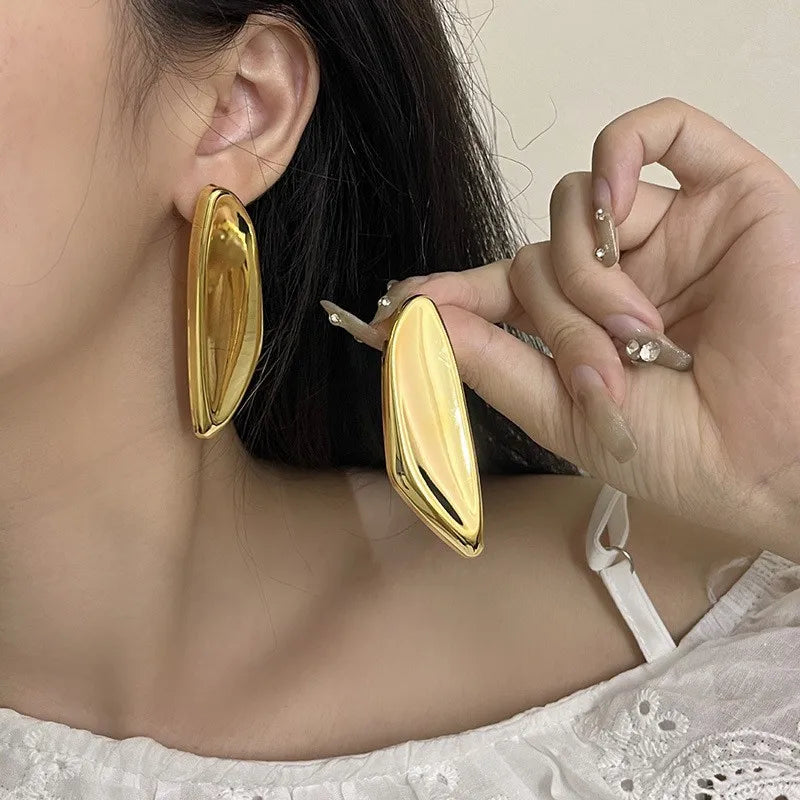 Long Exaggerated Metal Glossy irregular Earring