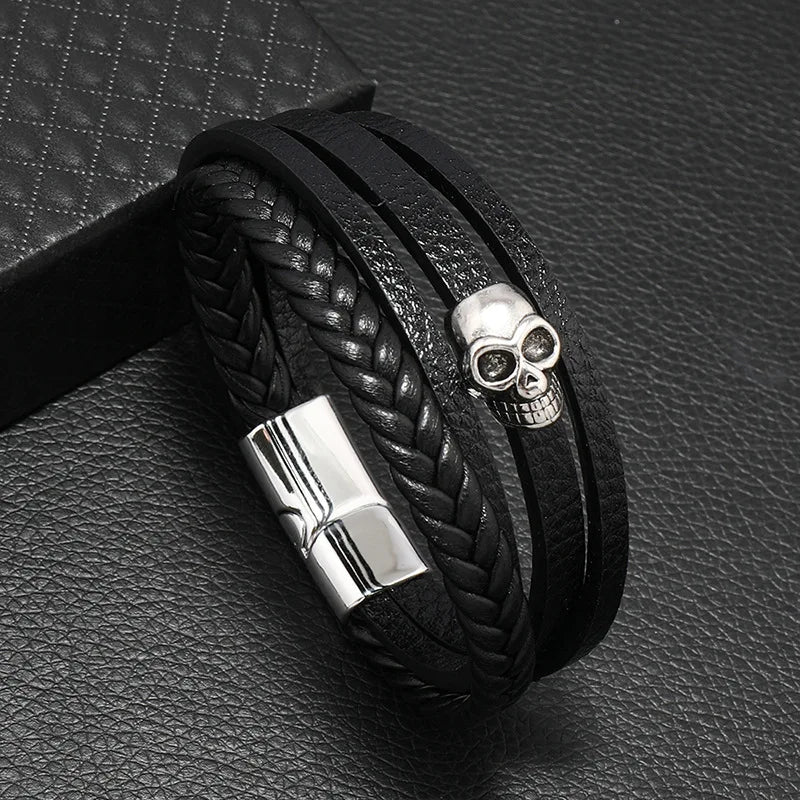 Fashion Trendy Men Leather Bracelets
