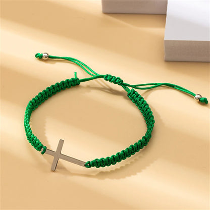 Cross Black White Braided Rope Couple Bracelets