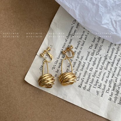 Earrings for Women Minimalistic  with Matte Circle Knots, Fashionable Metal Dangle Ear Jewelry  Hot Selling