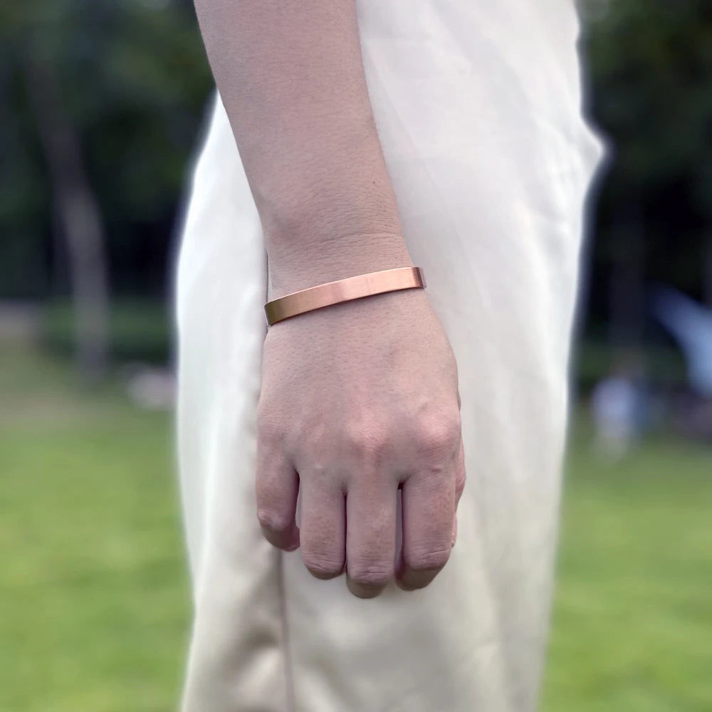 Vinterly Pure Copper Bracelets for Women Men Unisex 8mm Adjustable Open Cuff Bangles Female Resizable Jewelry Soft Metal Simple