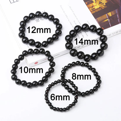 Stone for Men Natural-Stone Shiny Black Bracelet