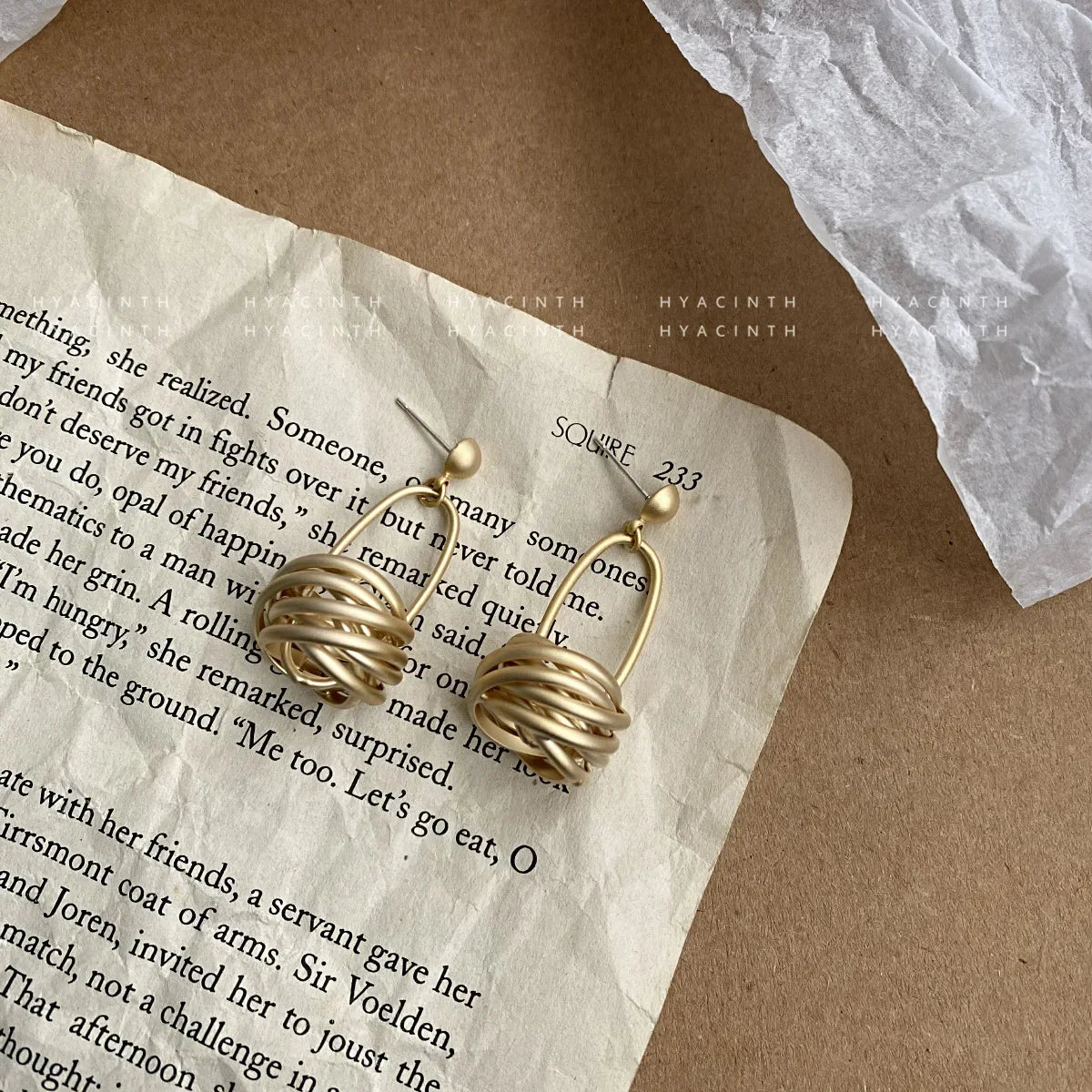 Earrings for Women Minimalistic  with Matte Circle Knots, Fashionable Metal Dangle Ear Jewelry  Hot Selling