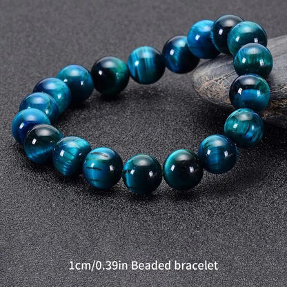 Minimalist Blue Tiger Eye Stone Beaded Bracelet