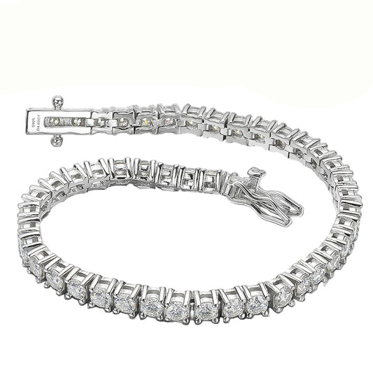 Tennis 925 Sterling Silver Plated Bracelet For Women