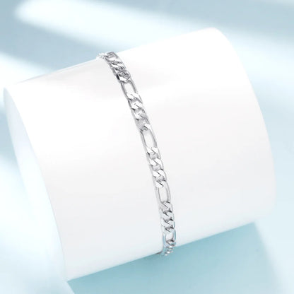 S925 Sterling Silver Bracelet Men Sideways Figaro Jewelry Curb Cuban Bracelets HipHop Style Horse Whip Chain Gift Stock in USA