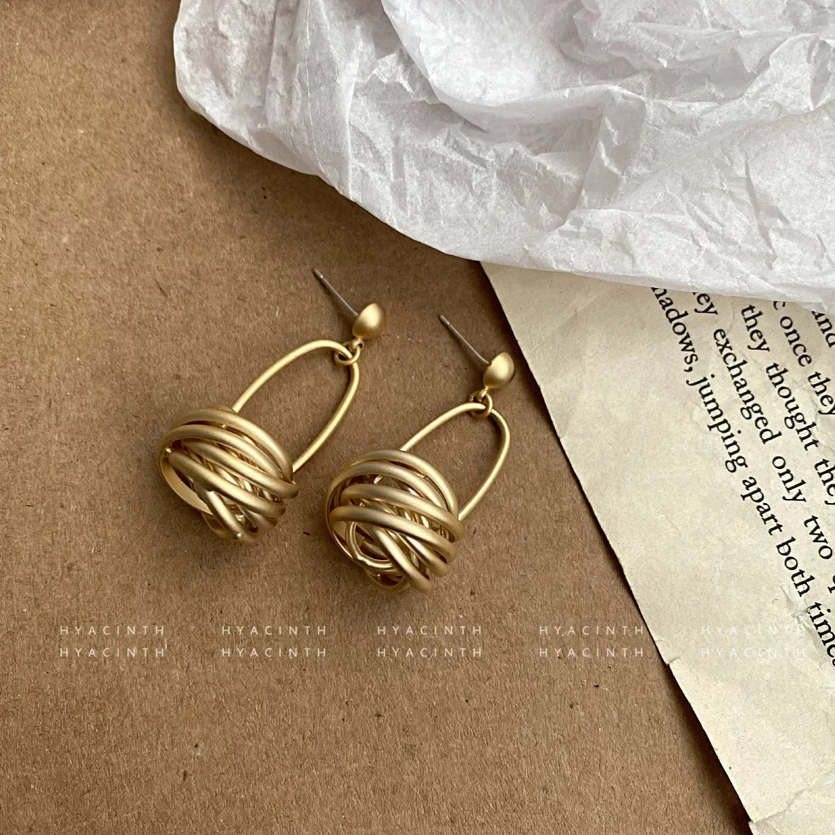 Earrings for Women Minimalistic  with Matte Circle Knots, Fashionable Metal Dangle Ear Jewelry  Hot Selling