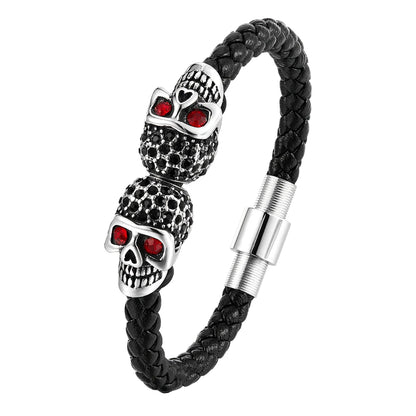 Men Jewelry Black Braided Leather Bracelets