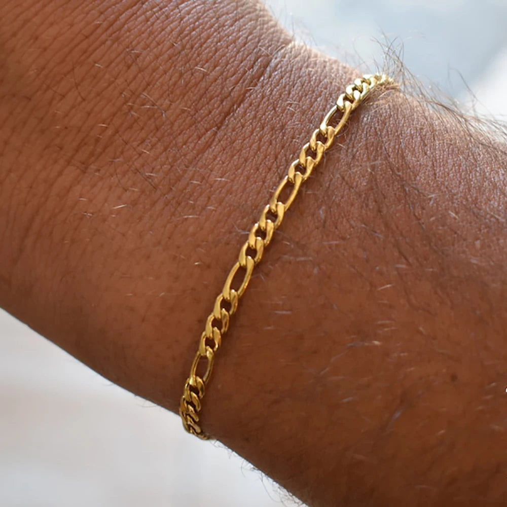 Skyrim 3-10mm Wide Men's Cuban Chain Bracelet Stainless Steel Men Women Minimalist Basic Figaro Chain Jewelry Gift Wholesale