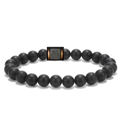 Black Onyx Lava  - Matte Cube Bracelet