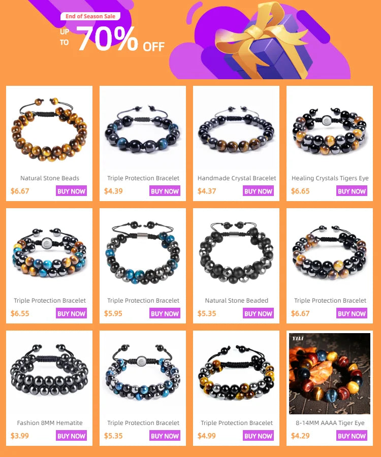 Triple Protection 8mm Beads Bracelet