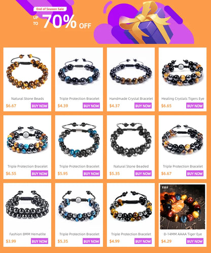 Triple Protection 8mm Beads Bracelet