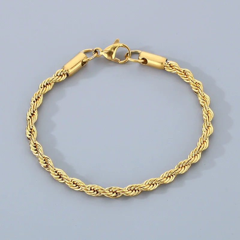 18k Gold Plated 925 Sterling Silver 4MM Chain Bracelets